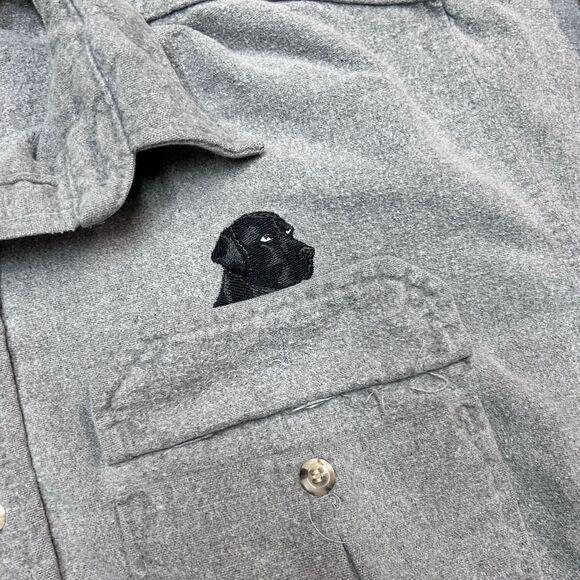 Cabelas Button Down Shirt Embroidered Labrador Retriever Mens 2XL Heavy Cotton - Picture 2 of 6